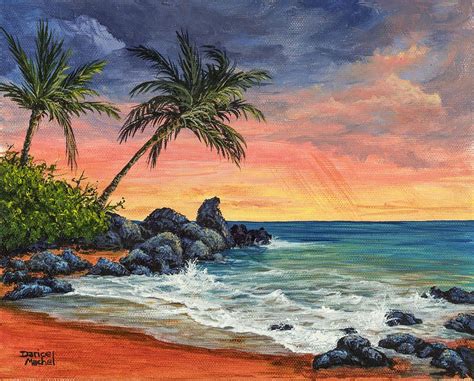 Makena Beach Sunset By Darice Machel Mcguire Beach Sunset Painting
