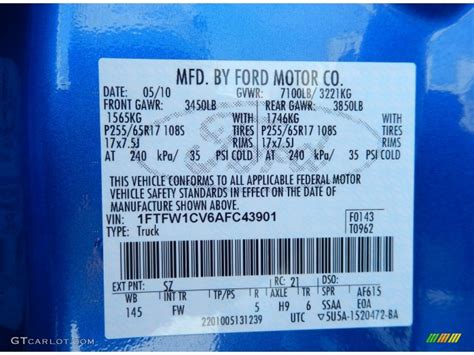 2010 Ford F150 Xlt Supercrew Color Code Photos