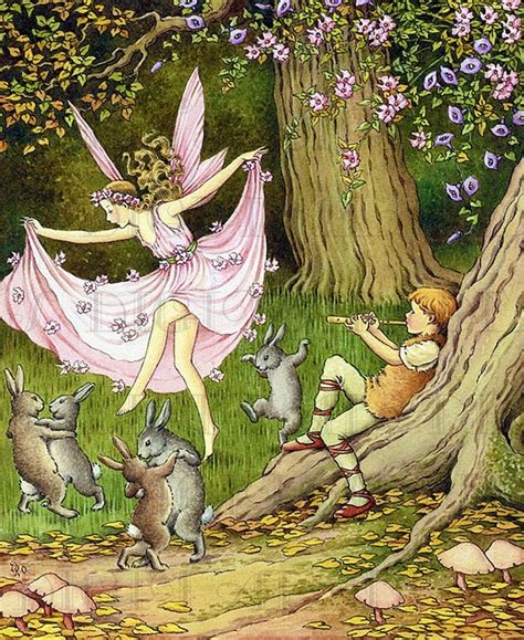 Ballroom Dancing With The Bunnies Storybook Vintage Illustration
