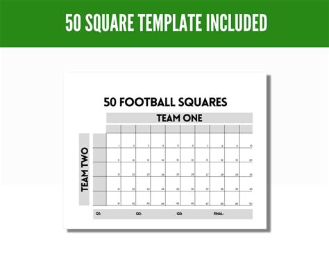 Editable Football Squares Template Football Squares Squares Etsy