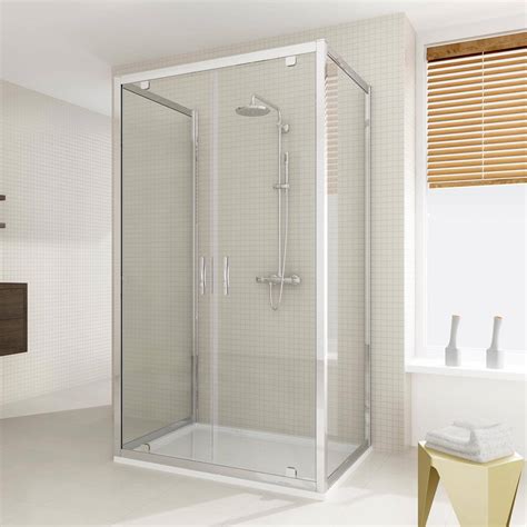 3 Sided Shower Cabin Double Saloon Door 185198cm Height Transparent