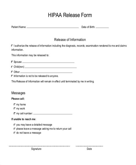 Printable Hipaa Release Form