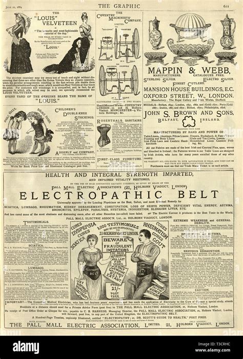 Page Of Victorian Adverts From The Graphic Illustrated Newspaper 1884