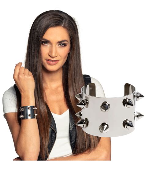 Punk Nieten Armband Accessoire F R Festivals Silberfarben G Nstige Halloween Accessoires Bei