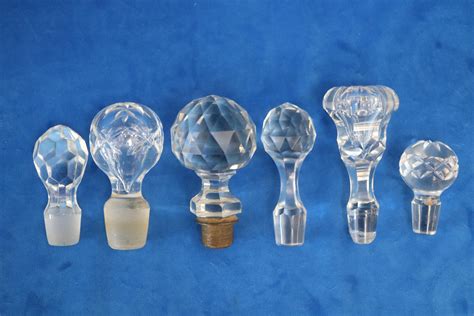 Lot 5 Assorted Crystal Decanter Stoppers Some Damages