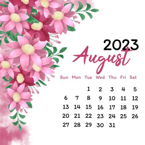 August 2023 Calendar Printable Flowers 2024 Calendar Printable