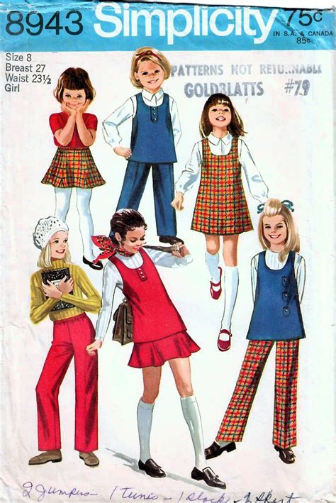 1970s Simplicity 8943 Uncut Vintage Sewing Pattern Girls Etsy