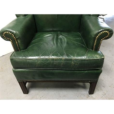 29ʺw × 32ʺd × 44ʺh austin, tx accent chairs > wingback chairs 1920s vintage french arm chair $699. Vintage Green Leather Wingback Chairs - A Pair | Chairish