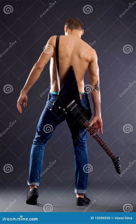 Back Of A Guitarist Stock Photo Image Of Naked Muscular