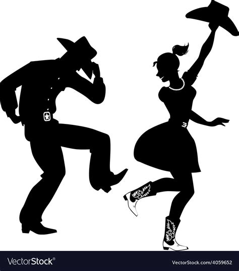 Silhouette Country Western Dancers Royalty Free Vector Image