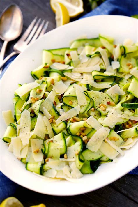 Zucchini Ribbon Salad With With Lemon Parmesan And Pine Nuts Recipe