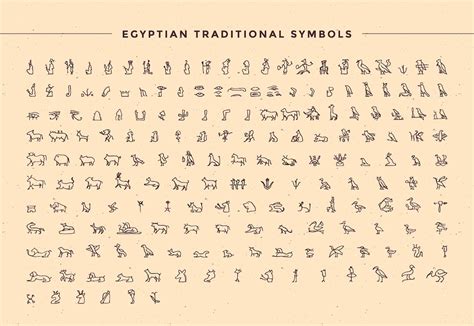Egyptian Hieroglyphics Alphabet Digital Design Editable Illustration