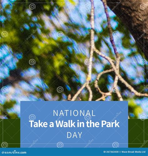 Composite Of National Take A Walk In The Park Day Text In Blue