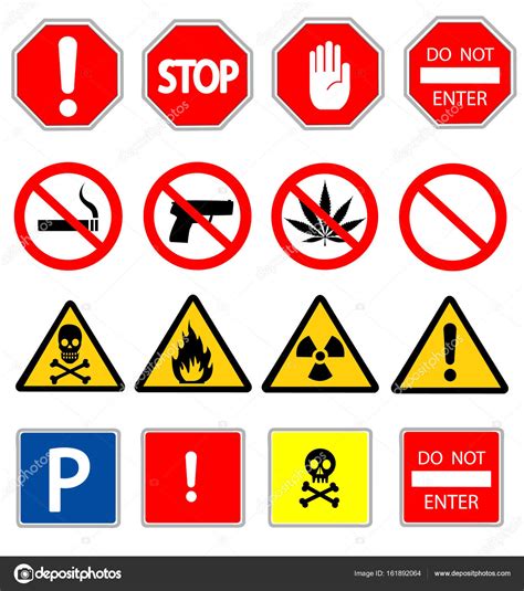 Road Signs And Triangular Warning Hazard Signs — Stock Vector © Nezezon