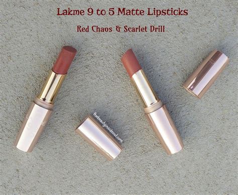 Lakme 9to5 Matte Lipsticks Red Chaos Scarlet Drill Swatches And Review