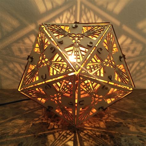 Icosahedron Shadow Desk Lamp Geometric Lighting Wood Lamp Etsy In