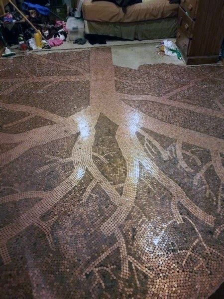 This tile design stencil is perfect for decorating a bathroom floor or kitchen. Top 60 Best Penny Floor Design Ideas - Copper Coin Flooring