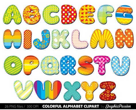 Capital letters alphabet cartoon illustration. Alphabet clipart color alphabet Digital alphabet letters