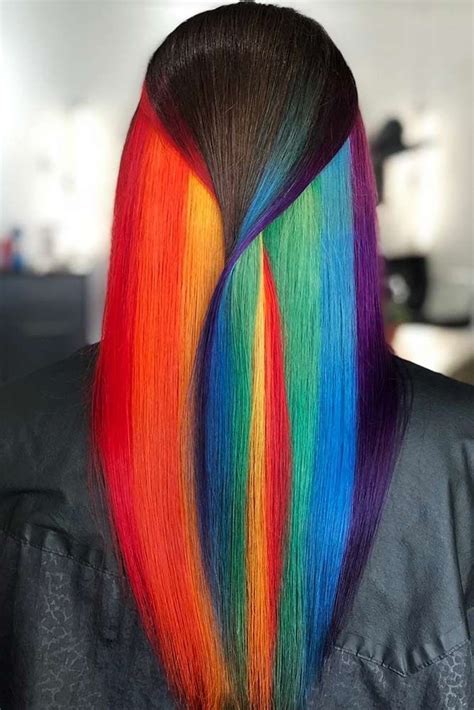 55 Fabulous Rainbow Hair Color Ideas Hidden Rainbow Hair