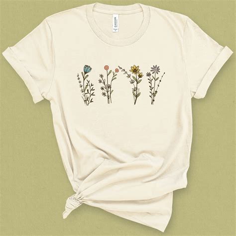 Wildflower T Shirt Graphic Tee Botanical Tshirt Etsy
