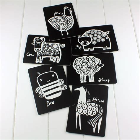 Black And White Baby Flash Cards Farm Animals By Nest