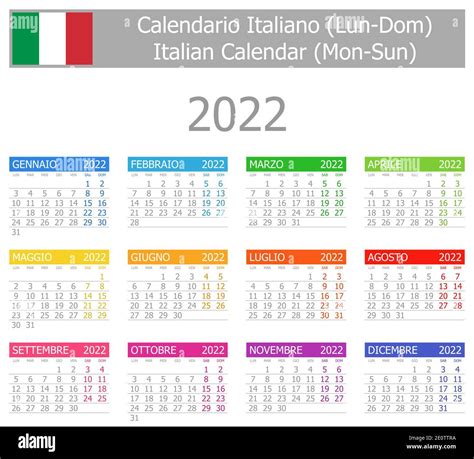 Calendario 2022 Italiano Colorato Calendario Italiano Images And
