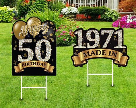 50th Birthday Party Yard Sign Cutouts Coroplast Happy 50 Etsy