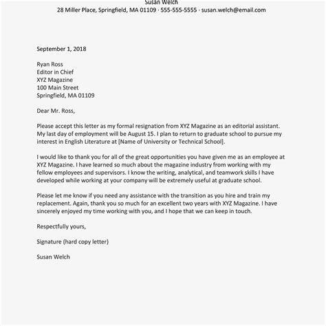 Resignation Letter Due To Stressful Environment Sample Resignation Letter