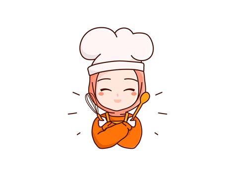 Hijab Chef Holding Whisk And Wood Spoon Graphic By Musbila · Creative