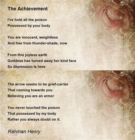 The Achievement The Achievement Poem By Rahman Henry