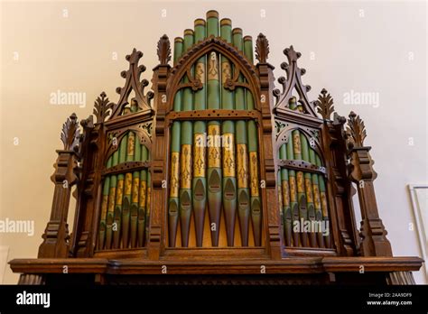 The Pipes Of A Church Organ On A Vintage Organ Stock Photo Alamy