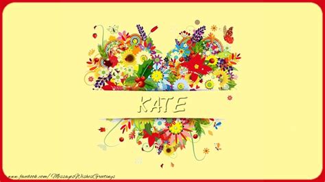 Name On My Heart Kate 🌼 Flowers And Hearts Greetings Cards For Love