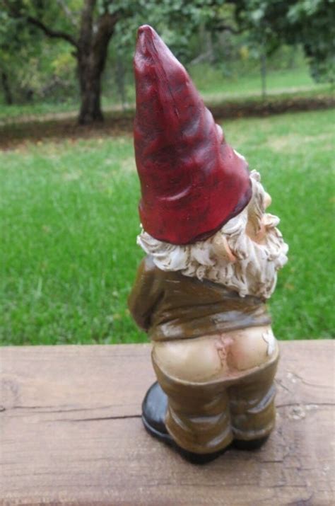 Naughty Garden Gnome Mooning Peeing In Shrub Showing Butt Etsy Canada