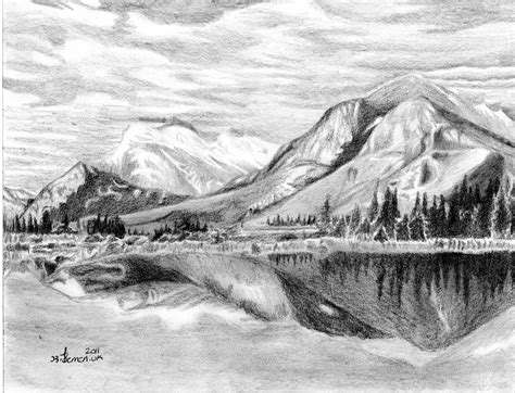 Easy Pencil Drawing Mountain Landscape Feketerdo