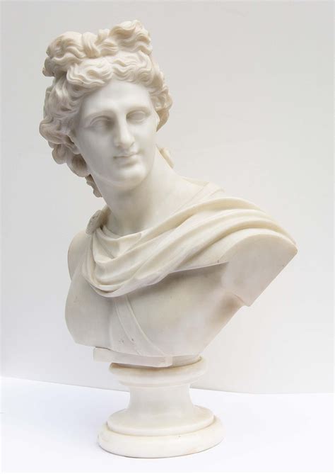 Unknown Large Antique Marble Bust Of Apollo Of Belvedere 19th Century