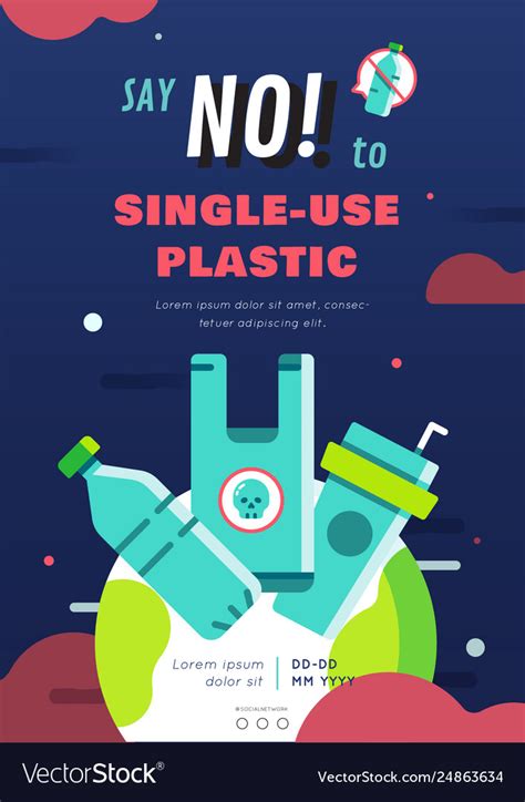 No Plastic Campaign Poster Sketsa