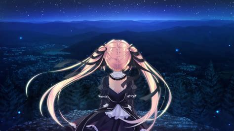 Long Hair Anime Anime Girls Night Landscape Sky Wallpapers Hd