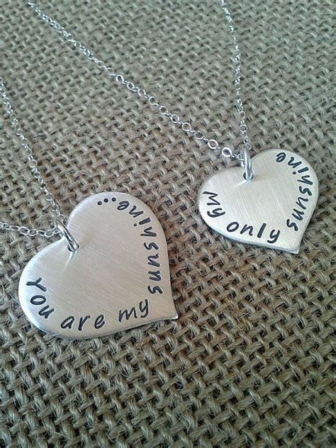 sterling silver mother daughter necklace you are my sunshine etsy sterling silver heart