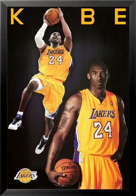 Framed Kobe Bryant Action And Posing 36x24 Sports Photograph Poster