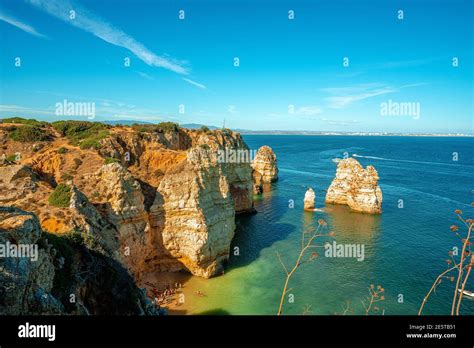 Beautiful Landscape From Algarve Portugal Summer Sky With Ocean