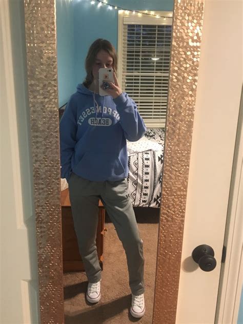 Sweatshirt Gray Sweatpants And High Top Converse Cute Sweatpants