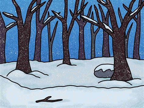 Snowy Forest Drawing Helloartsy