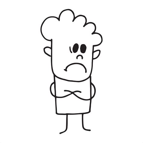 dessin de style doodle vectoriel simple personne personnage mignon émotions tristesse