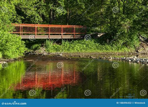 Old Red Bridge Crossing The River Stock Photo Image Of Outdoor Retro