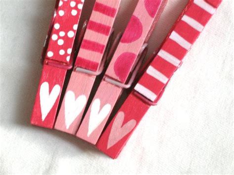 Heart Clothespin Magnets Hand Painted Etsy Clothespin Art