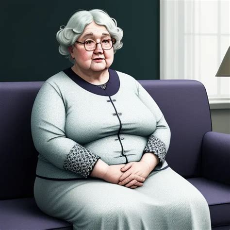 Convert Low Res To High Res A Chubby Granny Infront Of A Couch In White S