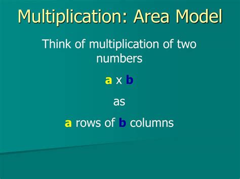Example of multiplication problem with the area model. PPT - Multiplication: Area Model PowerPoint Presentation, free download - ID:6555551