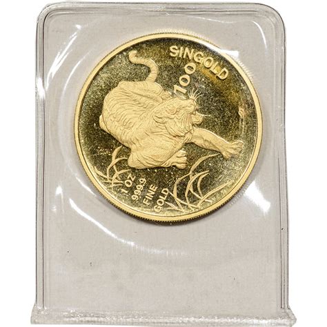 1986 Sm Singapore Gold 1 Oz 100 Singold Lunar Year Of The Tiger Bu Wg 03097 Liberty Coin