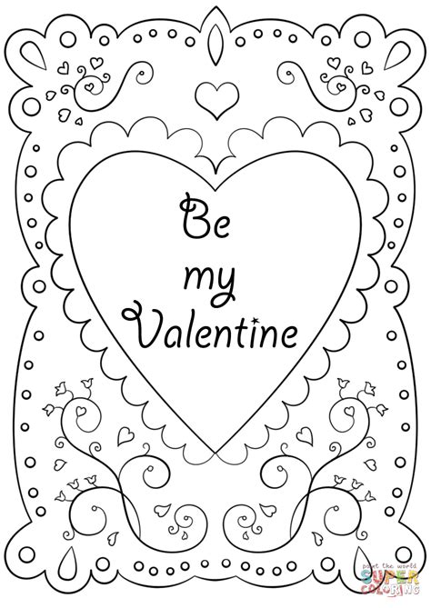 Valentines Day Card Be My Valentine Coloring Page Free Printable