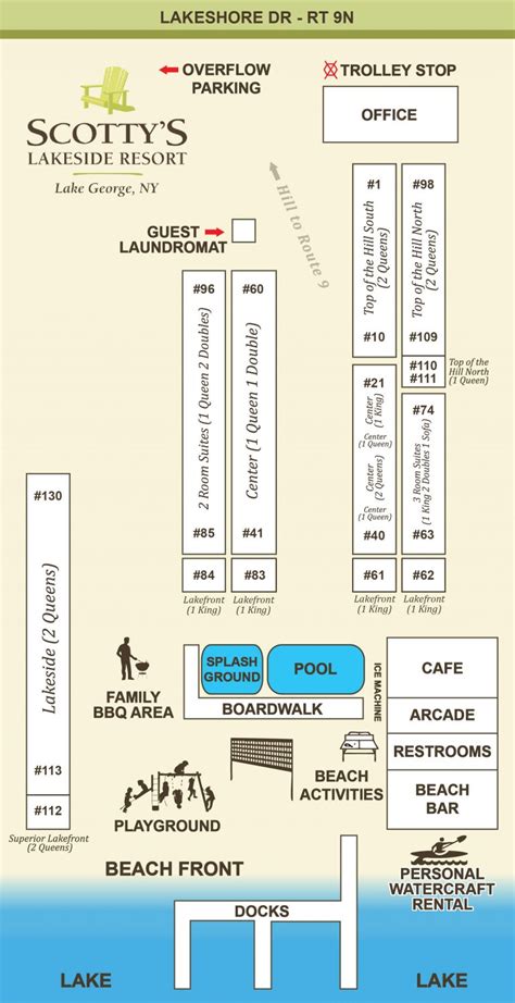 Our Lake George Ny Resort Map Scottys Lakeside Resort